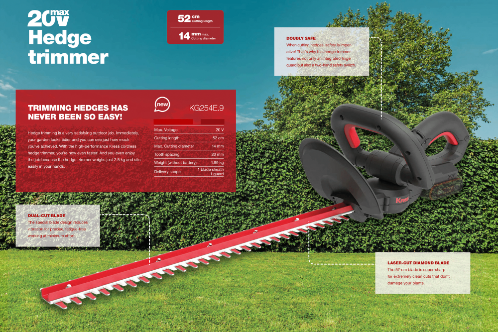 Kress Battery Hedge Trimmer KG254E.9 Body Only